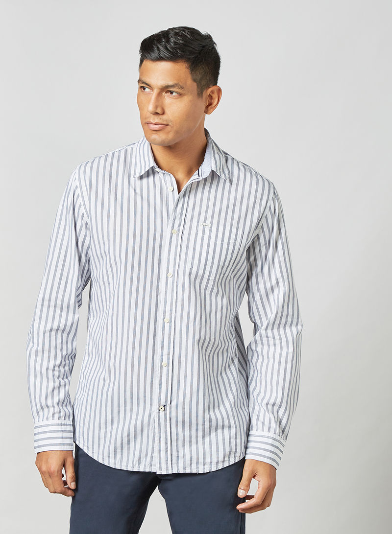 Stripe Print Shirt Blue