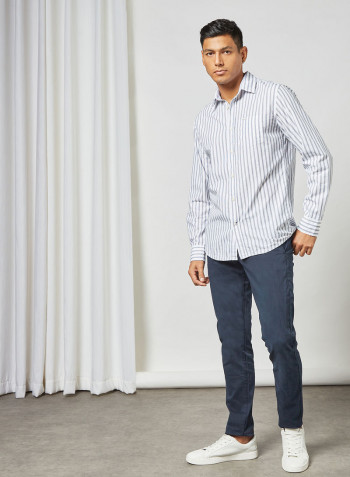 Stripe Print Shirt Blue