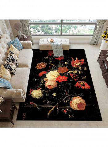 Floral Printed Anti-Slip Living Room Carpet Multicolour 80x120centimeter