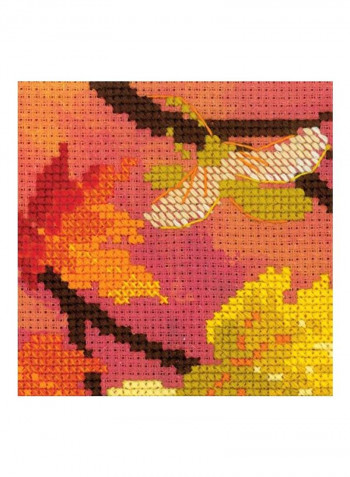 10-Piece Stamped Embroidery Kit Yellow/Red/Brown