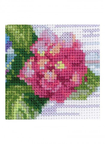 14-Piece Hydrangea Cross Stitch Kit Pink/Blue/Green