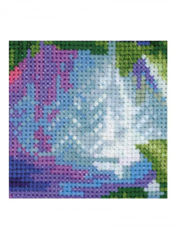 14-Piece Hydrangea Cross Stitch Kit Pink/Blue/Green