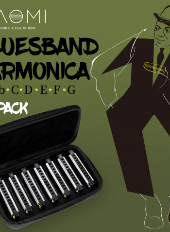 7-Piece Harmonica Set With Bagpack