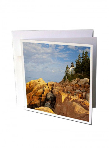 6-Piece Printed Greeting Card Set Brown/Blue/Green