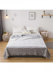 Solid Design Bed Blanket Cotton Grey 200x230centimeter