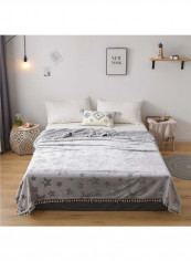Star Pattern Design Bed Blanket Cotton Grey 200x230centimeter