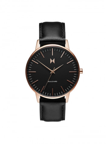 Women's Leather Analog Wrist Watch CBX-SMRG With Rose Gold Cuff Bracelet