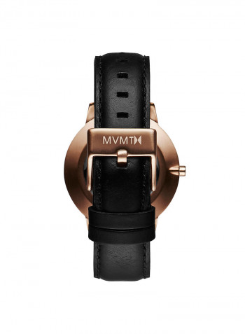 Women's Leather Analog Wrist Watch CBX-SMRG With Rose Gold Cuff Bracelet