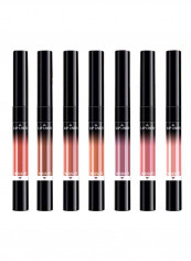 Pack Of 7 Matte Liquid Lipstick And Lip Liner Pencil Brown/Pink/Beige