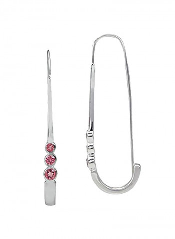 White Gold Plated925 Sterling Silver Tourmaline Studded J-Hoop Earrings