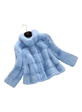 Artificial Hair Coat Light Blue