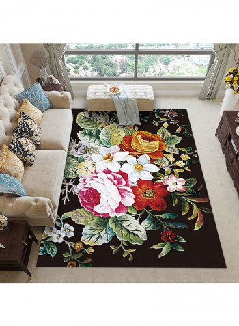 Floral Printed Anti-Slip Living Room Carpet Multicolour 80x120centimeter