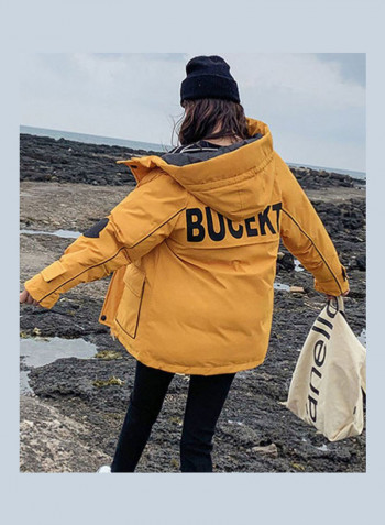 Cotton Long Furry Collar Overcoat yellow