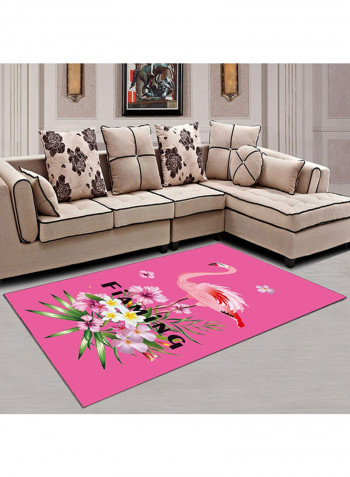 Flamingo Pattern Rectangular Area Rug Pink 80x120centimeter