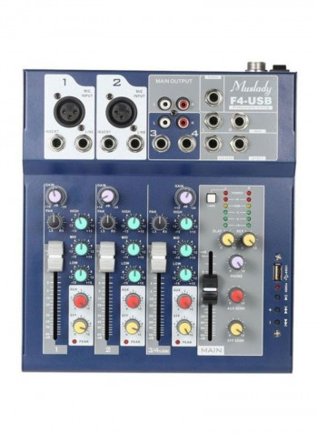 F4 Professional Metal 4 Channel Live Mixer Mixing Console With Bulit-in Effect Processor Mic Input