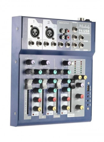 F4 Professional Metal 4 Channel Live Mixer Mixing Console With Bulit-in Effect Processor Mic Input