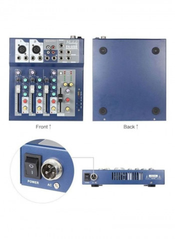 F4 Professional Metal 4 Channel Live Mixer Mixing Console With Bulit-in Effect Processor Mic Input