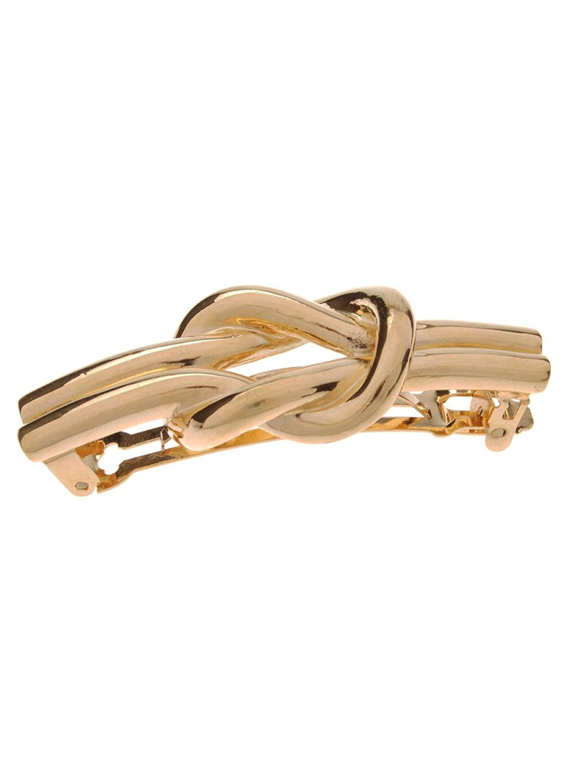 Nautical Knot Metal Barrette Gold 1.25 x 3inch