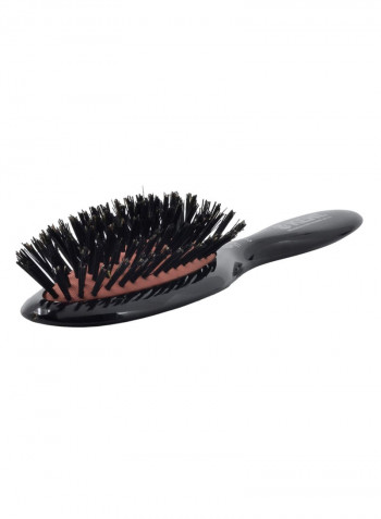 Oval Cushion Purse Size Hair Brush Black/Red