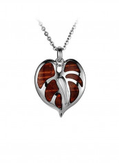 925 Sterling Silver Anthurium Shaped Pendant Necklace