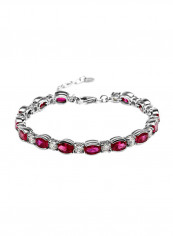925 Sterling Silver Ruby And Cubic Zirconia Studded Bracelet