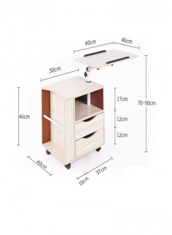 Bedside Computer Desk Off White 50x47x90cm