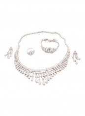 5 Piece Rhodium Plated Cubic Zirconia Necklace Set