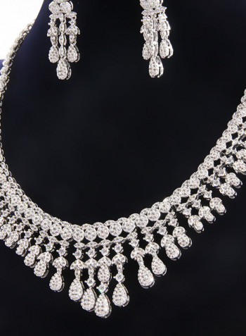 5 Piece Rhodium Plated Cubic Zirconia Necklace Set