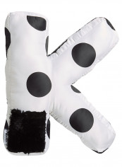 Polka Dot Letter K Cushion White/Black 45 X 30cm