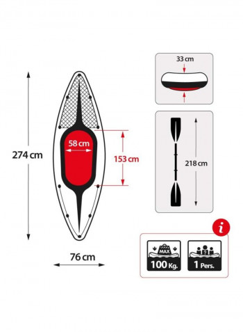 Challenger K1 Inflatable Kayak And Paddle 108x30x15centimeter