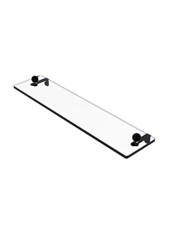 Vanity Beveled Edges Glass Shelf Black/Clear 16inch