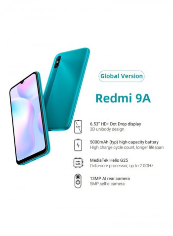Redmi 9A Dual Sim Green 2GB RAM 32GB 4G LTE (Global Version)