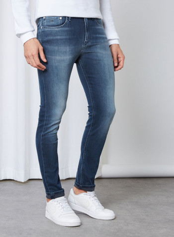 Skinny Jeans Blue Black Waistband