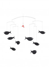 Shoal Of Fish Hanging Wind Chime Black/Silver 24inch
