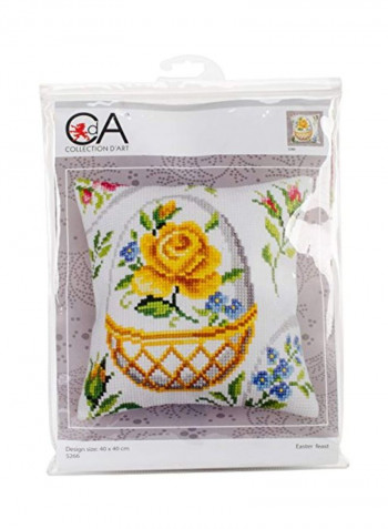 Pillow Cushion Cross Stitch Kit White/Yellow/Blue