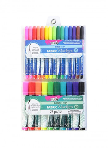 25-Piece Permanent Fabric Markers Multicolour