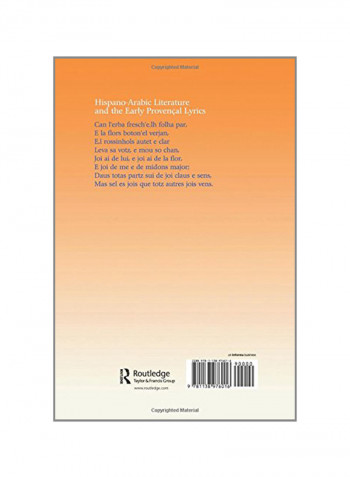 Hispano-Arabic Literature And The Early Provencal Lyrics Paperback