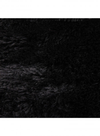 Long Fur Designed Blanket Black