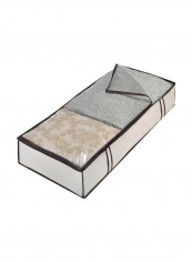Zippered Underbed Bag Beige/Brown 18x42x6inch