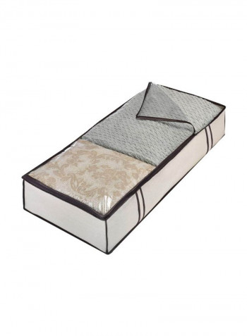 Zippered Underbed Bag Beige/Brown 18x42x6inch