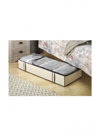 Zippered Underbed Bag Beige/Brown 18x42x6inch