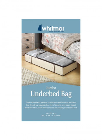 Zippered Underbed Bag Beige/Brown 18x42x6inch