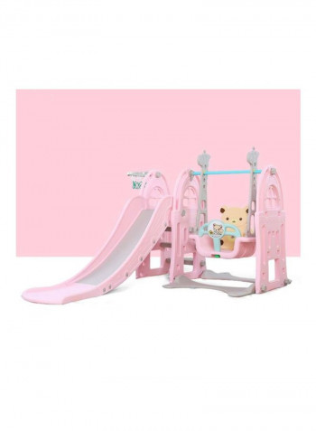 3-In-1 Jumbo Slide With Swing And Basket Ball Play Structure 143x56x34centimeter