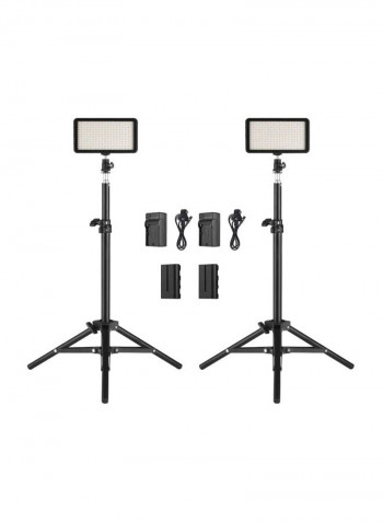 8-Piece Dimmable LED Video Light Black