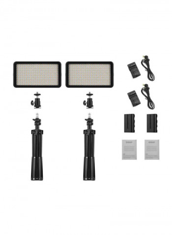 8-Piece Dimmable LED Video Light Black