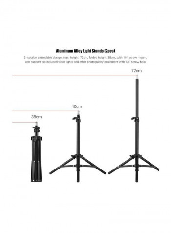 8-Piece Dimmable LED Video Light Black