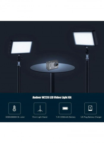 8-Piece Dimmable LED Video Light Black