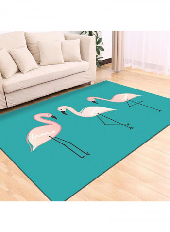 Flamingo Pattern Non-Slip Mat Green 80x120centimeter