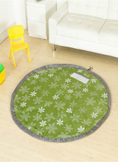 Floral Pattern Living Room Mat Green/White/Grey 150centimeter