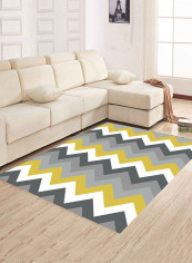 Geometric Pattern Anti-Skid Living Room Mat Grey/Yellow/White 80 x 120centimeter